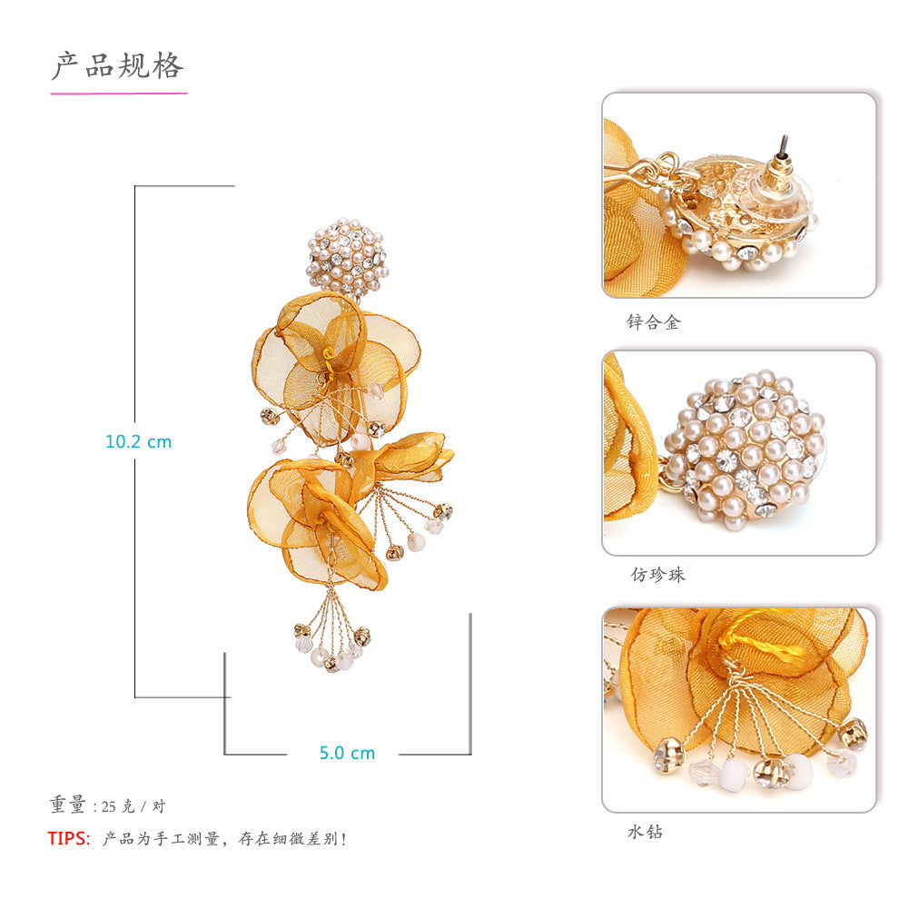 Fabric floral earrings
