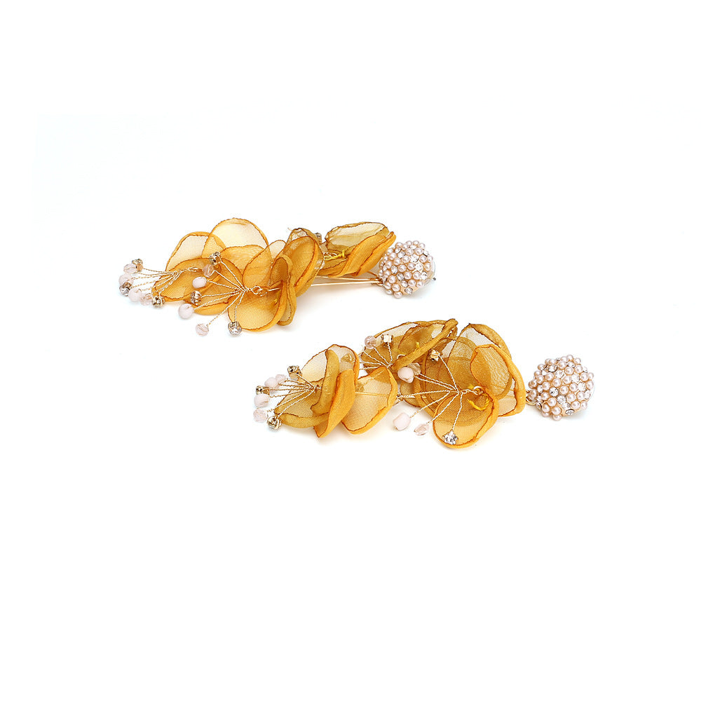 Fabric floral earrings