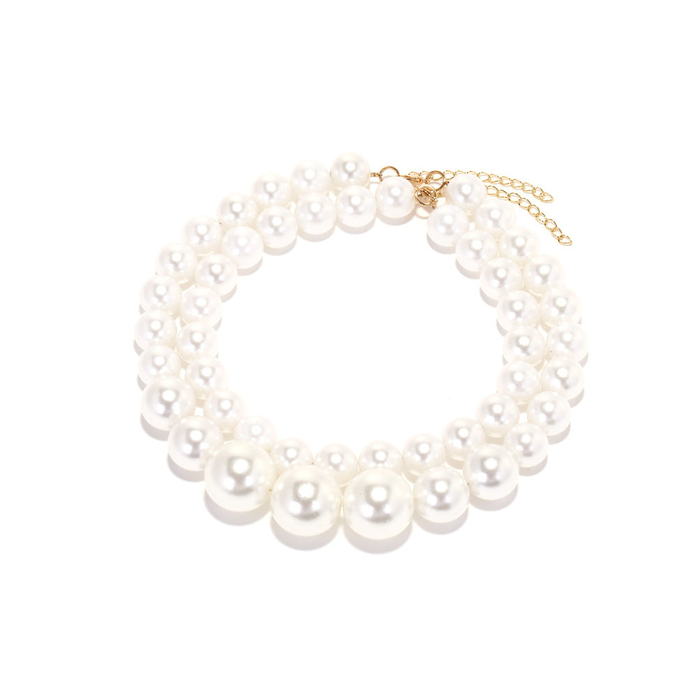Baroque style imitation pearl clavicle chain