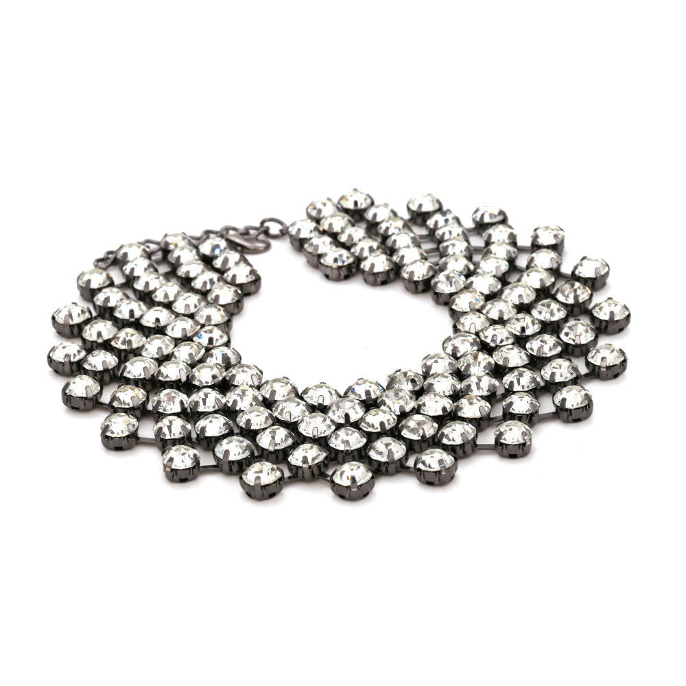 Punk style glass rhinestone necklace