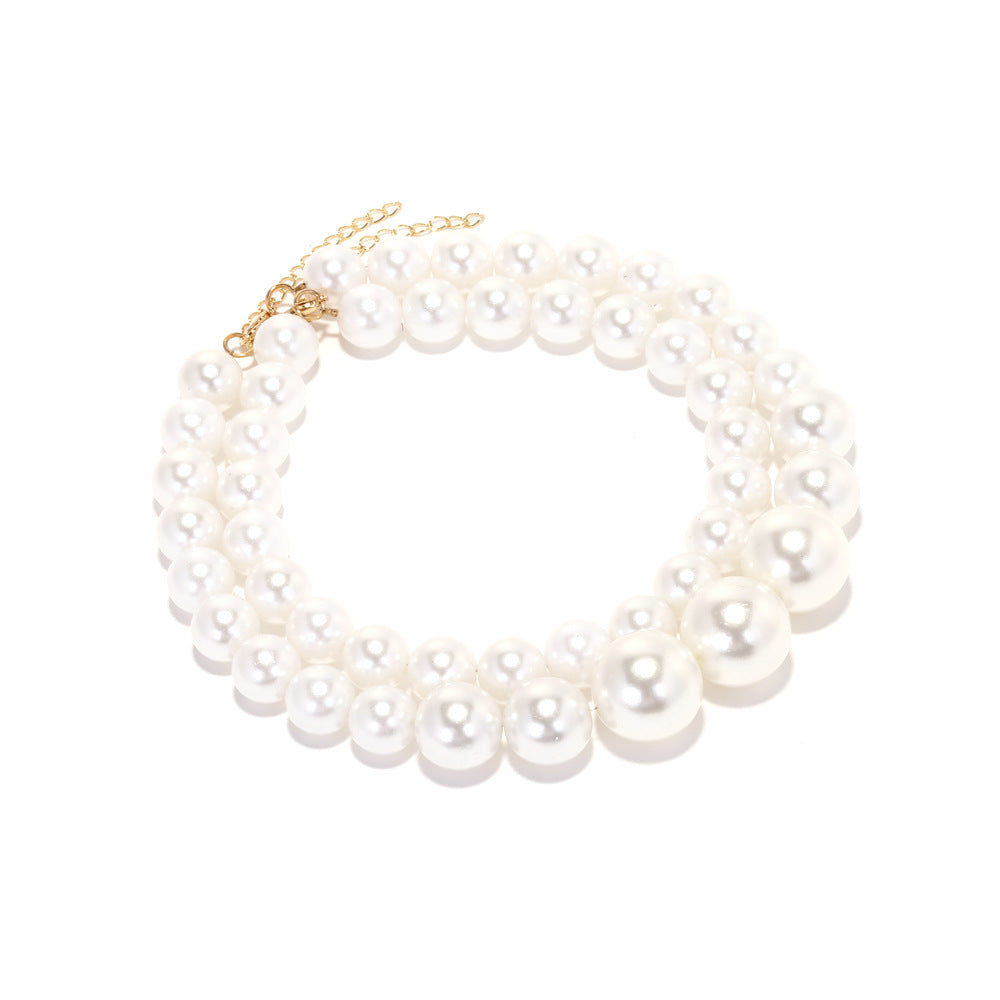 Baroque style imitation pearl clavicle chain