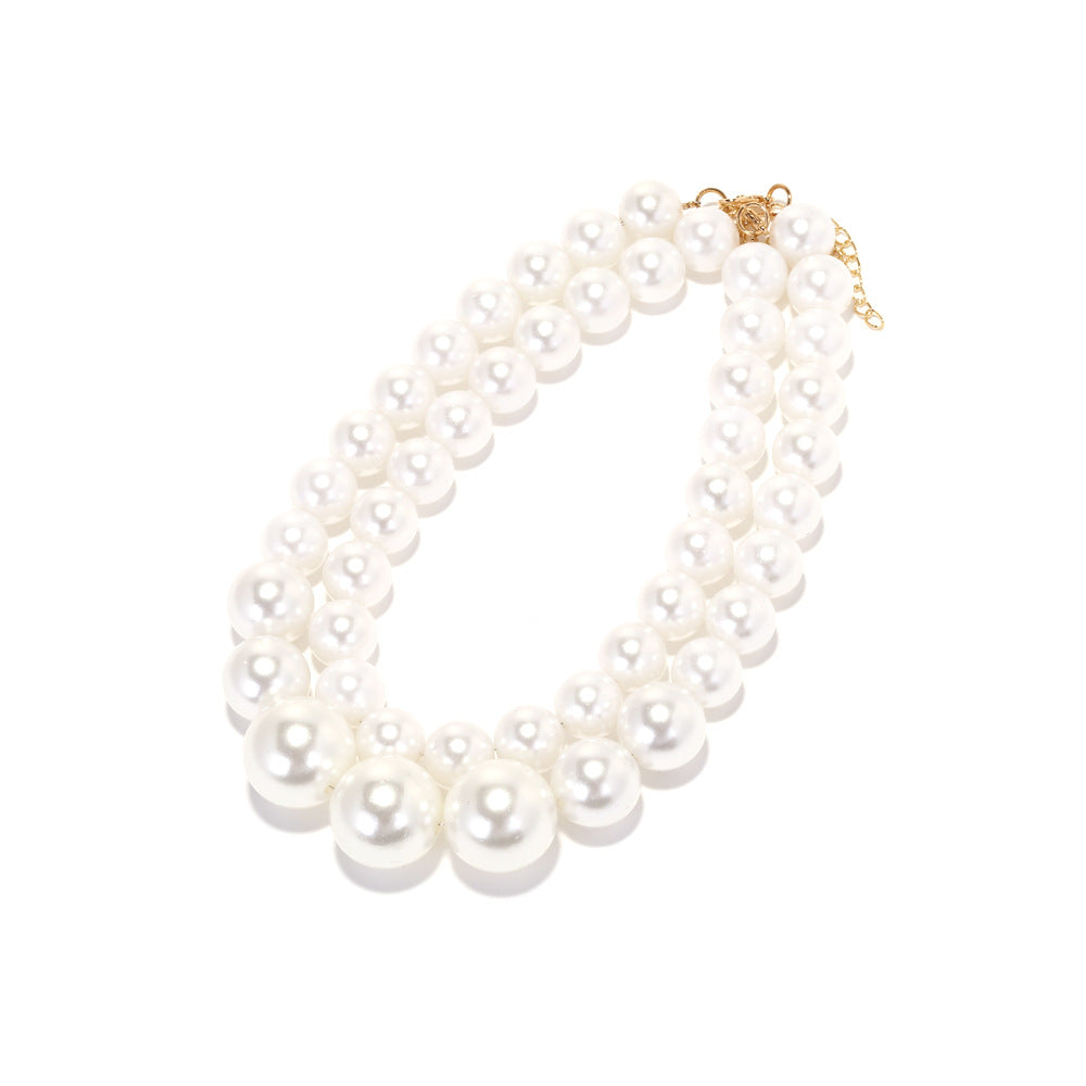 Baroque style imitation pearl clavicle chain