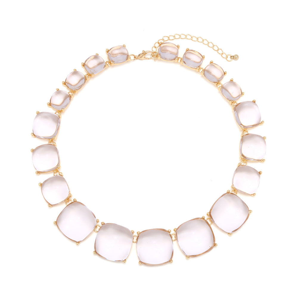Colorful Transparent Geometric Shape Resin Necklace